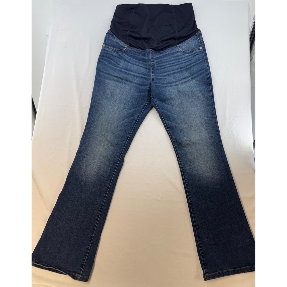 Isabel Maternity Skinny Bootcut Jeans Blue Denim Full Belly Panel Size 12/31R